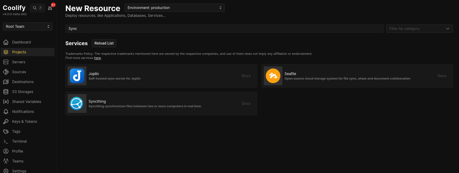 Add Coolify resource
